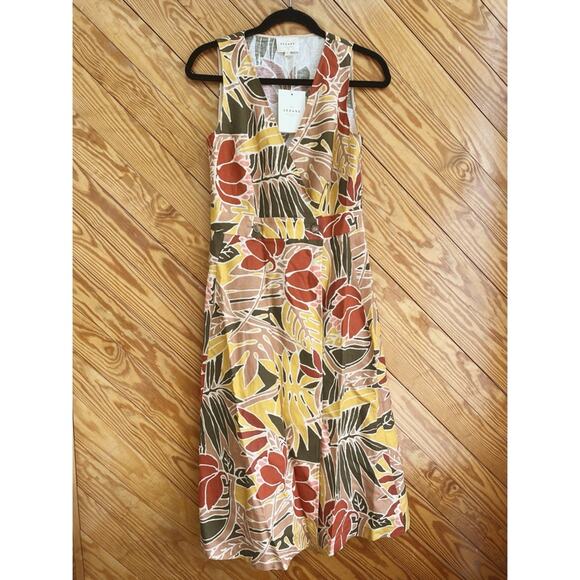 Sezane Mathilda Wrap Midi Dress Tropical Floral - Picture 4 of 9